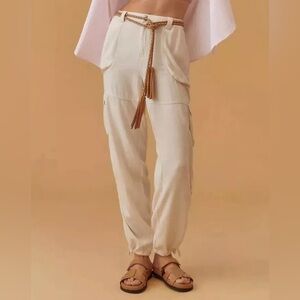 By Anthropologie Relaxed Utility Pants size S ivory color new nwt